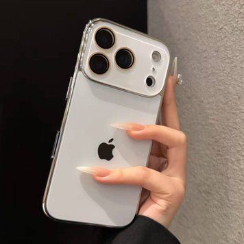 Чехол матовый стеклянный с цветным ободком Titanium Case для iPhone 16 White