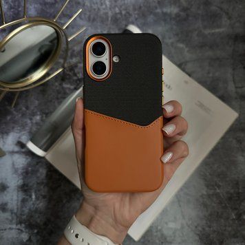 Чохол шкіряний з картхолдером та підтримкою MagSafe Deluxe Pocket для iPhone 16 Papaya