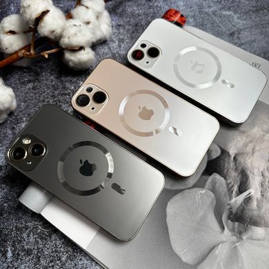 Чохол скляний з матовим обідком і магнітом Titanium Lux MagSafe для iPhone 16 Pro Max Gold