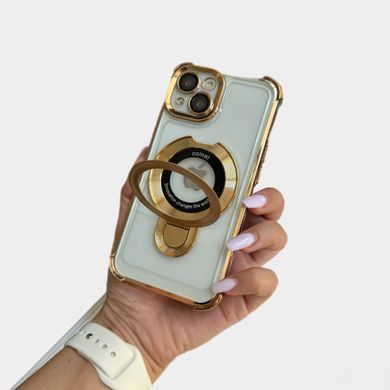 Чехол силиконовый ударопрочный с Magsafe и подставкой для iPhone 15 Gold