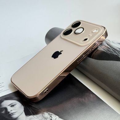 Чехол стеклянный с хромированным ободком Titanium Case для iPhone 17 Pro Max Gold