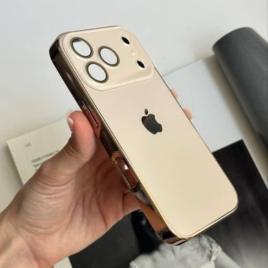 Чехол стеклянный с хромированным ободком Titanium Case для iPhone 17 Pro Max Gold