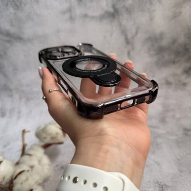 Чехол силиконовый ударопрочный с Magsafe и подставкой для iPhone 16 Pro Black