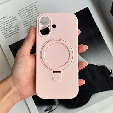 Силіконовий чохол з мікрофіброю і кільцем підставкою для iPhone 16 Pink Sand