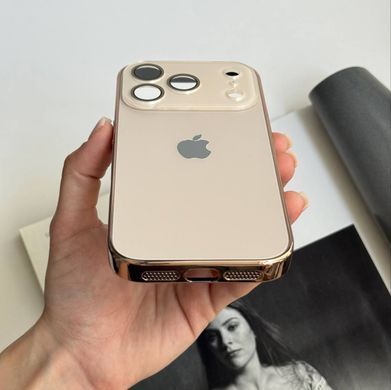 Чехол стеклянный с хромированным ободком Titanium Case для iPhone 17 Pro Max Gold