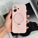 Силіконовий чохол з мікрофіброю і кільцем підставкою для iPhone 16 Pink Sand