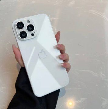 Стеклянный глянцевый чехол из лого Metal lens для iPhone 12 Pro White