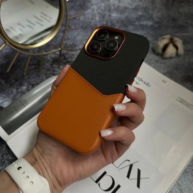 Чехол кожаный с картхолдером и поддержкой MagSafe Deluxe Pocket для iPhone 15 Pro Papaya