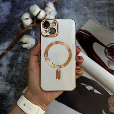 Чехол глянцевый силикон с Magsafe для iPhone 14 White