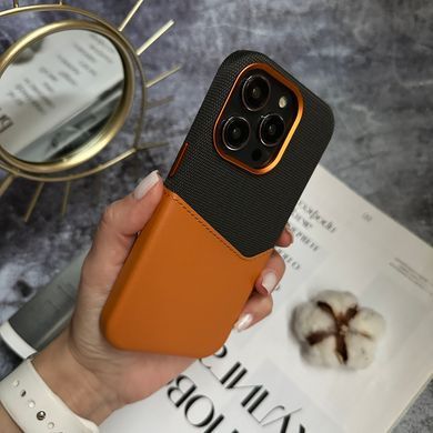 Чехол кожаный с картхолдером и поддержкой MagSafe Deluxe Pocket для iPhone 15 Pro Papaya