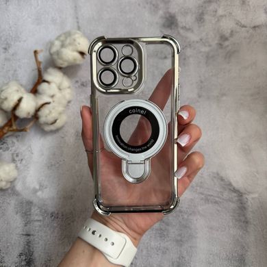 Чохол силіконовий ударостійкий з Magsafe і підставкою для iPhone 15 Pro Silver