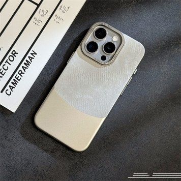 Чехол из текстиля со структурой под джинс Denim case для iPhone 15 Pro Max Silver