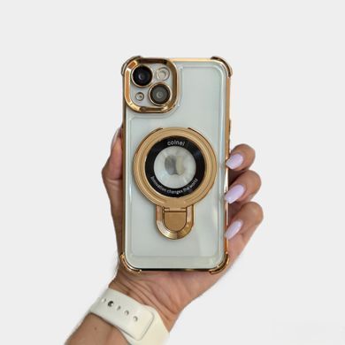 Чехол силиконовый ударопрочный с Magsafe и подставкой для iPhone 14 Gold