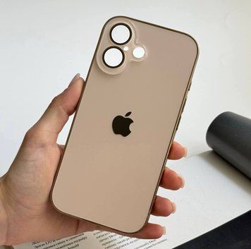 Чохол скляний з хромованим обідком Titanium Case для iPhone 17 Gold