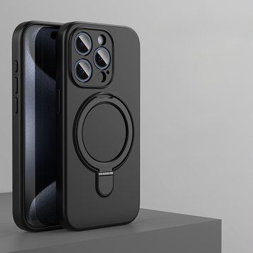 Силіконовий чохол з MagSafe та підставкою для iPhone 16 Pro Max Black