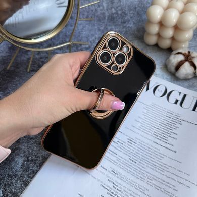 Чохол глянцевий силікон з кільцем тримачем для iPhone 12 Pro Max Black