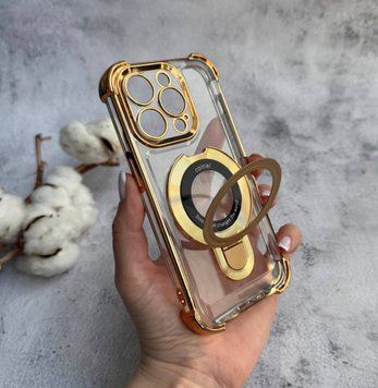 Чохол силіконовий ударостійкий з Magsafe і підставкою для iPhone 14 Pro Gold