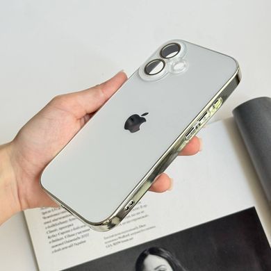 Чехол матовый стеклянный с цветным ободком Titanium Case для iPhone 17 White